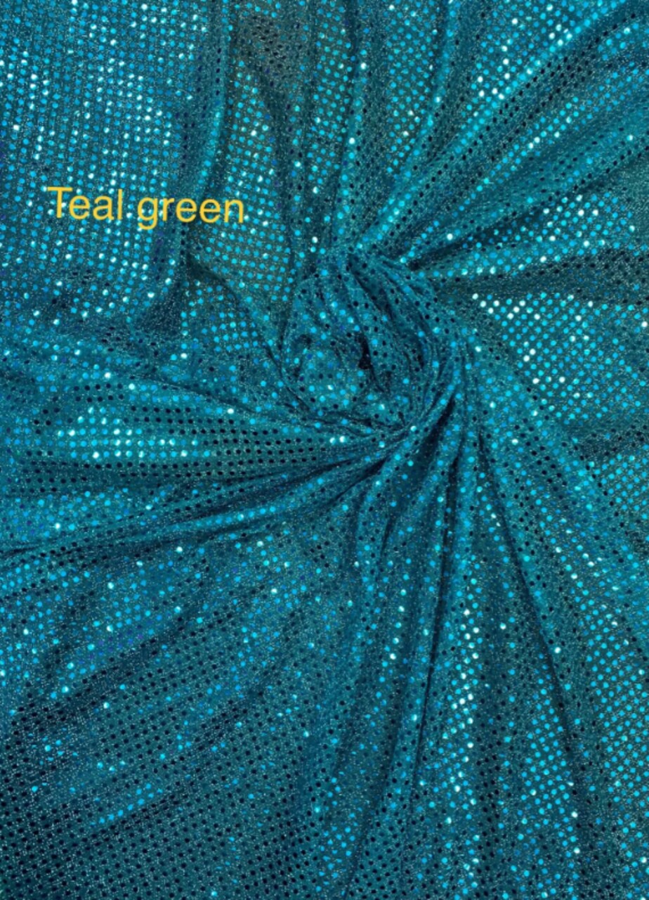 1 Yard Shimmering Teal Confetti Mesh Sequin Fabric for Event Designs 42″ Wide